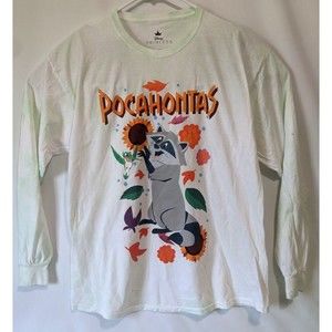 Walt Disney POCAHONTAS Meeko Long Sleeve T-Shirt  XL New Wht Grn Tye Die
